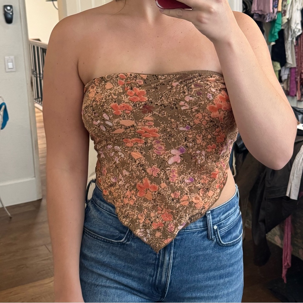 Free people Floral Strapless Women Top